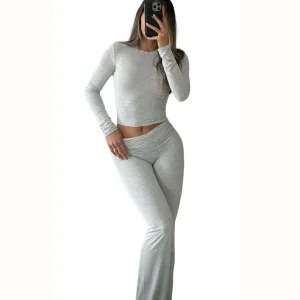 Women's Yoga Two-Piece Set Long-Sleeve Wide-Leg Activewear